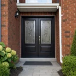 SD032 steel entry door installed home entrance scene
