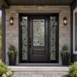 SD033 steel entry door installed home entrance scene