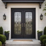 SD034 steel entry door installed home entrance scene