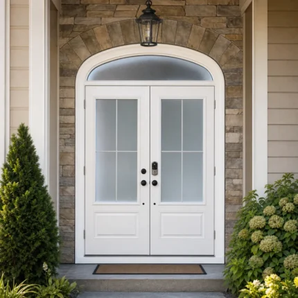 SD035 steel entry door installed home entrance scene