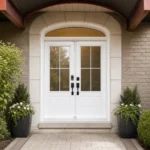 SD036 steel entry door installed home entrance scene