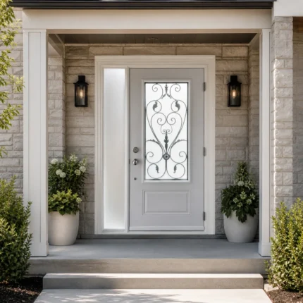SD037 steel entry door installed home entrance scene
