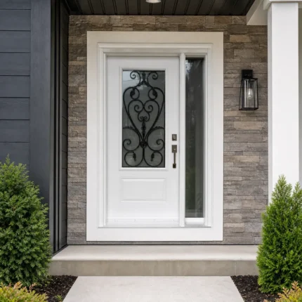 SD038 steel entry door installed home entrance scene
