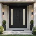 SD039 steel entry door installed home entrance scene