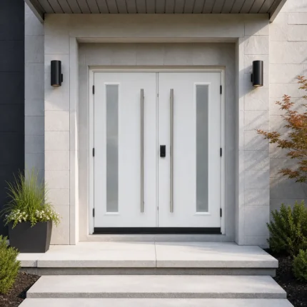 SD040 steel entry door installed home entrance scene
