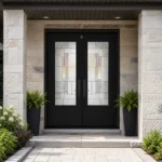 SD041 steel entry door installed home entrance scene