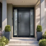 SD043 steel entry door installed home entrance scene