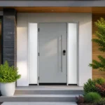 SD044 steel entry door installed home entrance scene