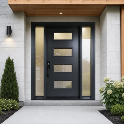 SD047 steel entry door installed home entrance scene