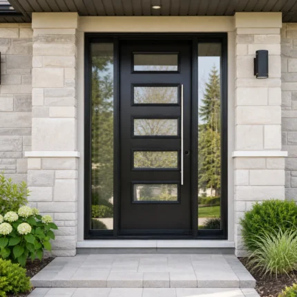 SD049 steel entry door installed home entrance scene