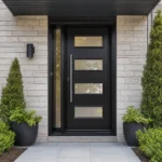SD052 steel entry door installed home entrance scene