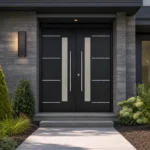 SD053 steel entry door installed home entrance scene