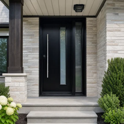 SD054 steel entry door installed home entrance scene