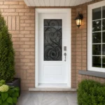 SD055 steel entry door installed home entrance scene