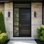 SD059 steel entry door installed home entrance scene