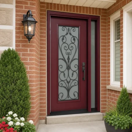 SD060 steel entry door installed home entrance scene