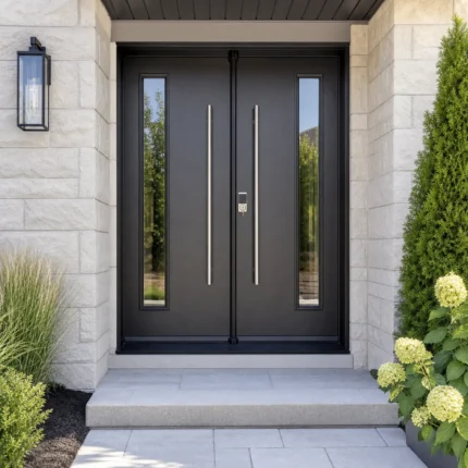 SD070 steel entry door installed home entrance scene