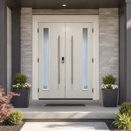 SD071 steel entry door installed home entrance scene