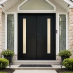 SD072 steel entry door installed home entrance scene