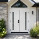 SD073 steel entry door installed home entrance scene