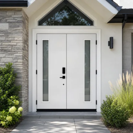 SD073 steel entry door installed home entrance scene