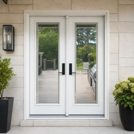 SD076 steel entry door installed home entrance scene