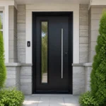 SD077 steel entry door installed home entrance scene