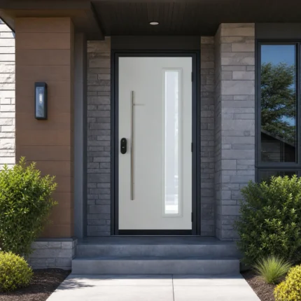 SD078 steel entry door installed home entrance scene