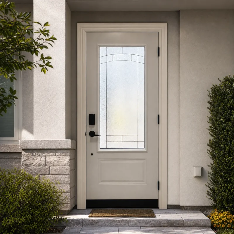 SD079 steel entry door installed home entrance scene
