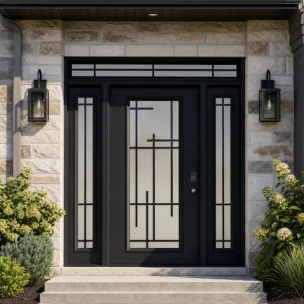 SD081 steel entry door installed home entrance scene