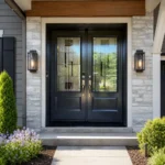 SD085 steel entry door installed home entrance scene
