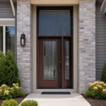 SD086 steel entry door installed home entrance scene