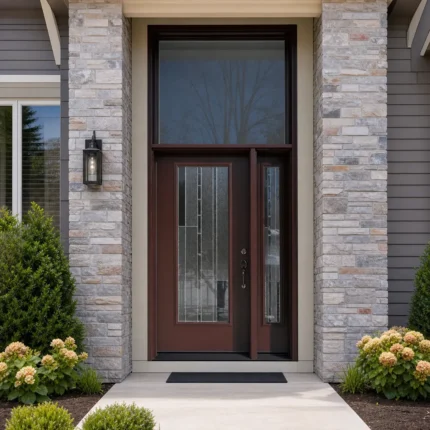 SD086 steel entry door installed home entrance scene
