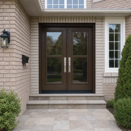 SD087 steel entry door installed home entrance scene