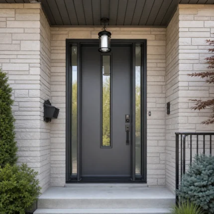SD089 steel entry door installed home entrance scene