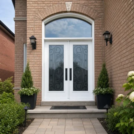 SD090 steel entry door installed home entrance scene