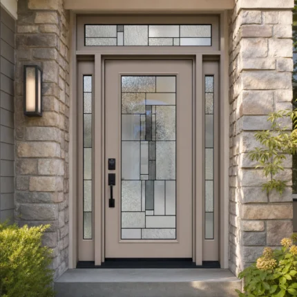 SD092 steel entry door installed home entrance scene