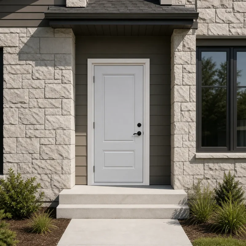 SD093 steel entry door installed home entrance scene