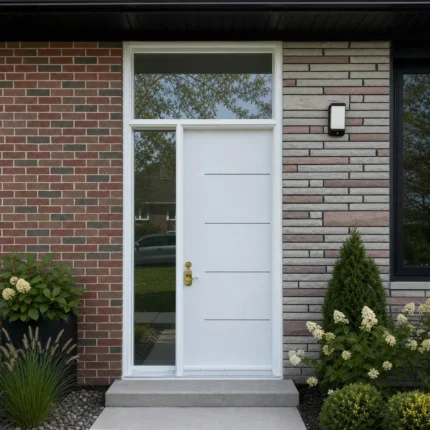 SD094 steel entry door installed home entrance scene