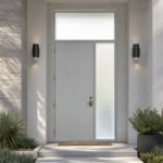 SD095 steel entry door installed home entrance scene
