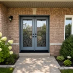 SD096 steel entry door installed home entrance scene