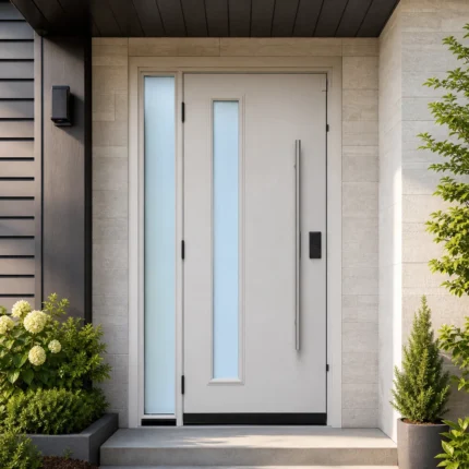 SD098 steel entry door installed home entrance scene