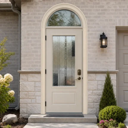 SD099 steel entry door installed home entrance scene