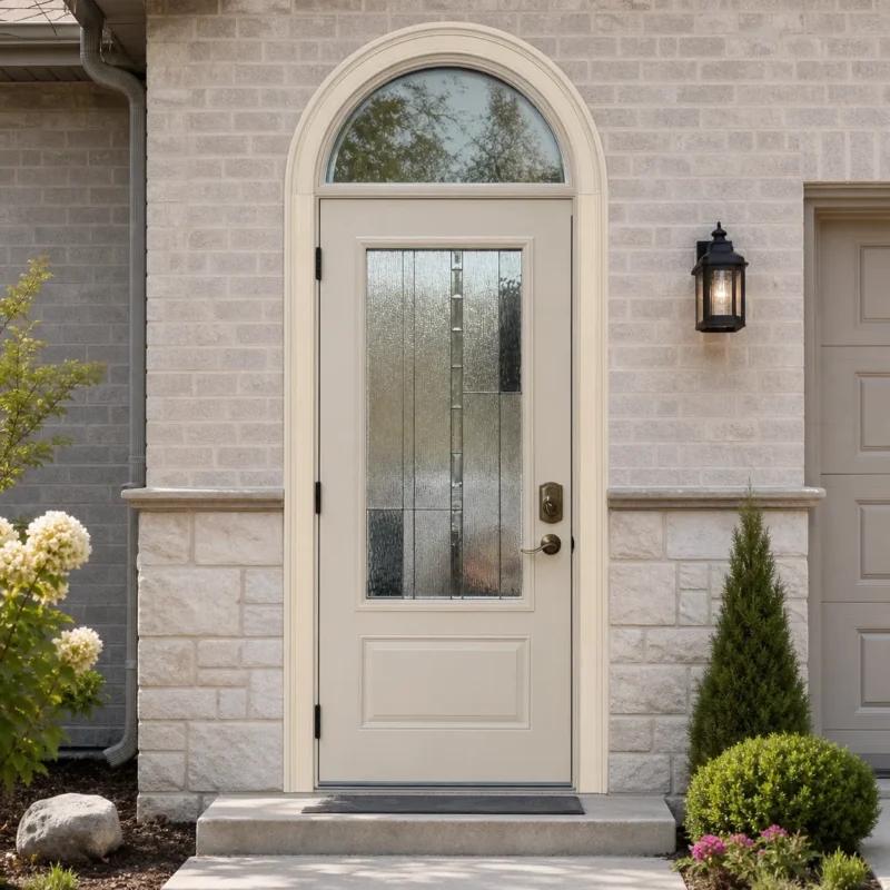 SD099 steel entry door installed home entrance scene