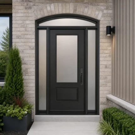 SD102 steel entry door installed home entrance scene