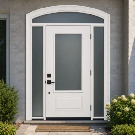 SD103 steel entry door installed home entrance scene
