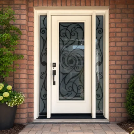 SD104 steel entry door installed home entrance scene