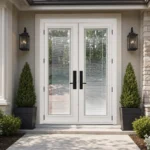 SD107 steel entry door installed home entrance scene