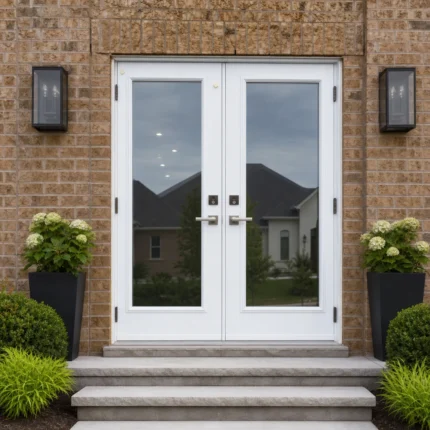 SD111 steel entry door installed home entrance scene