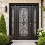 SD113 steel entry door installed home entrance scene
